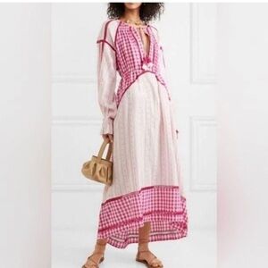 Dodo Bar Or pink and white gingham maxi dress